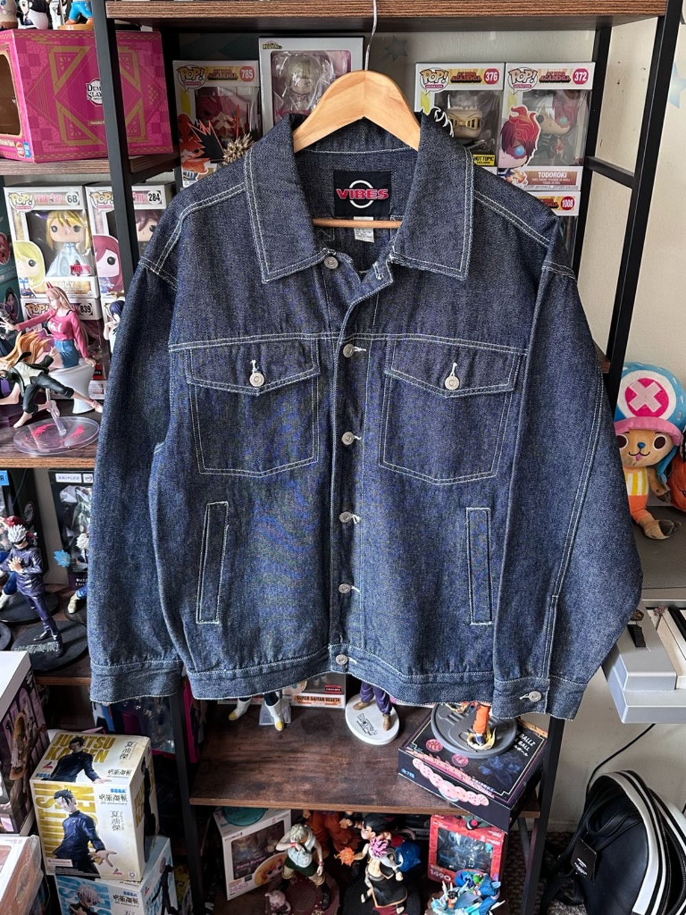 Vintage Vibes Blue Gray Denim Jacket Oversized Heavy Canvas Men’s M